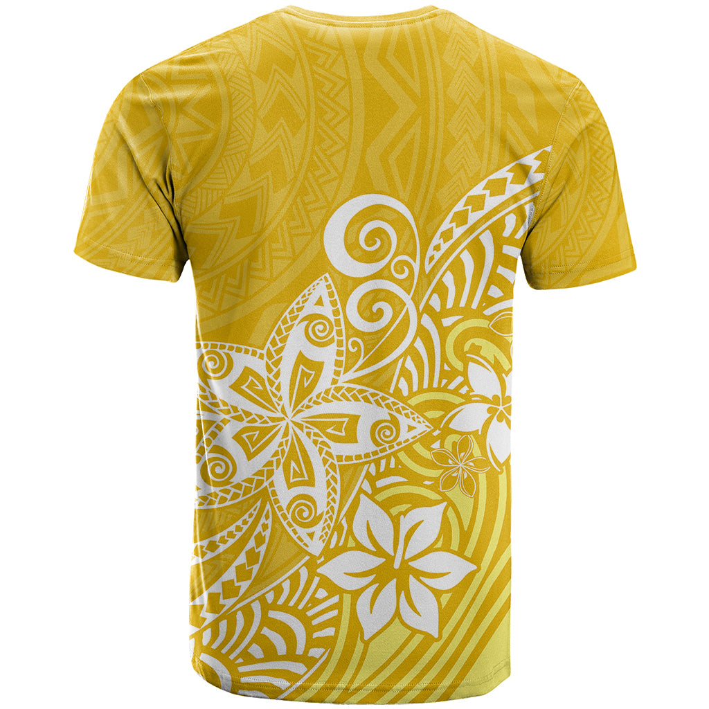 Polynesia T Shirt Plumeria Yellow Curves - Wonder Print Shop