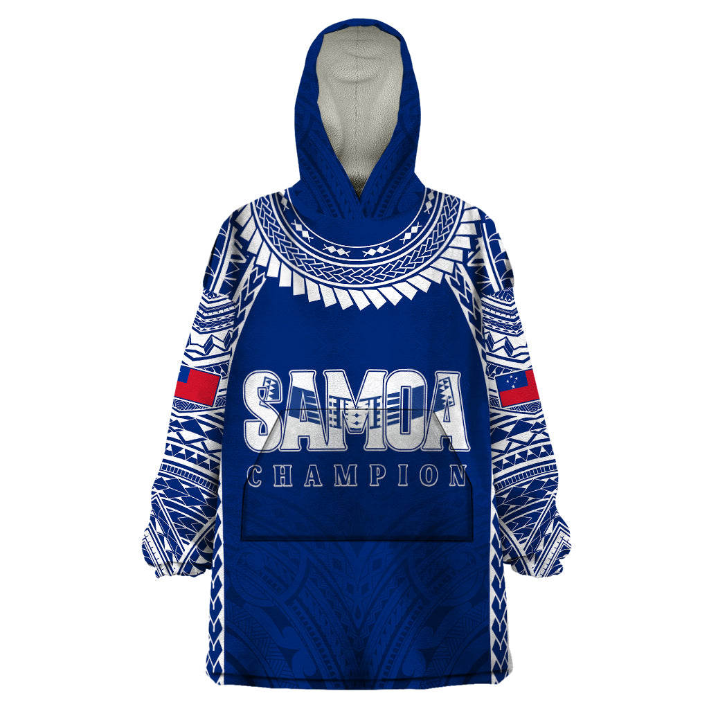 Personalised Samoa Rugby Wearable Blanket Hoodie WC 2023 Champions - Wonder Print Shop