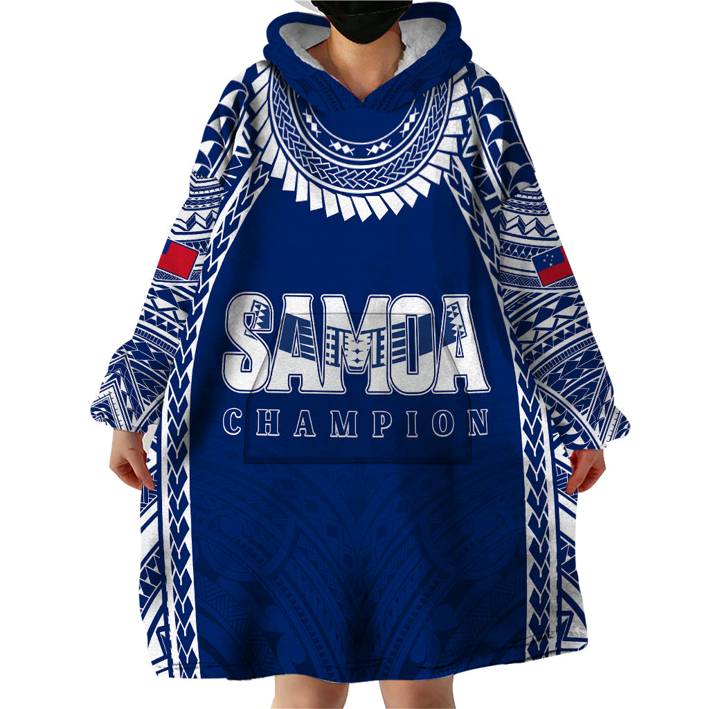 Personalised Samoa Rugby Wearable Blanket Hoodie WC 2023 Champions - Wonder Print Shop