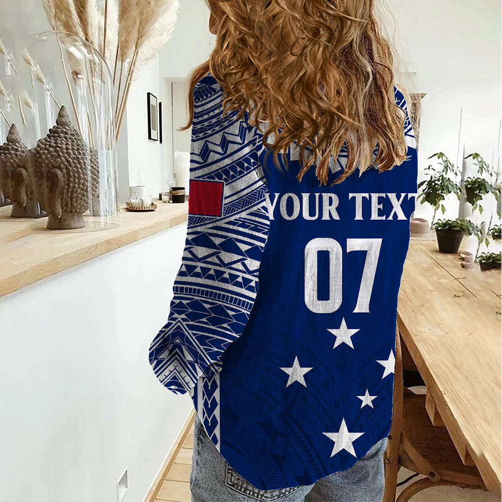 Personalised Samoa Rugby Women Casual Shirt WC 2023 Champions - Wonder Print Shop