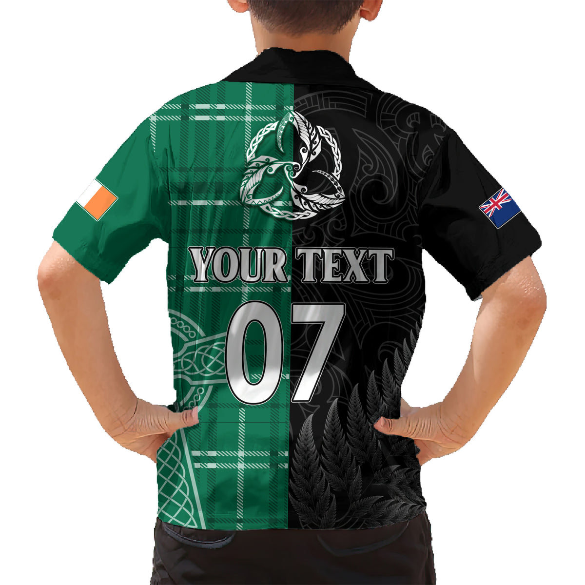 Personalised New Zealand Mix Ireland Rugby Hawaiian Shirt Celtic Knot Mix Silver Ferns - Wonder Print Shop