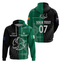 Personalised New Zealand Mix Ireland Rugby Hoodie Celtic Knot Mix Silver Ferns - Wonder Print Shop