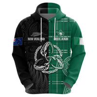 Personalised New Zealand Mix Ireland Rugby Hoodie Celtic Knot Mix Silver Ferns - Wonder Print Shop