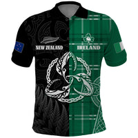 Personalised New Zealand Mix Ireland Rugby Polo Shirt Celtic Knot Mix Silver Ferns - Wonder Print Shop