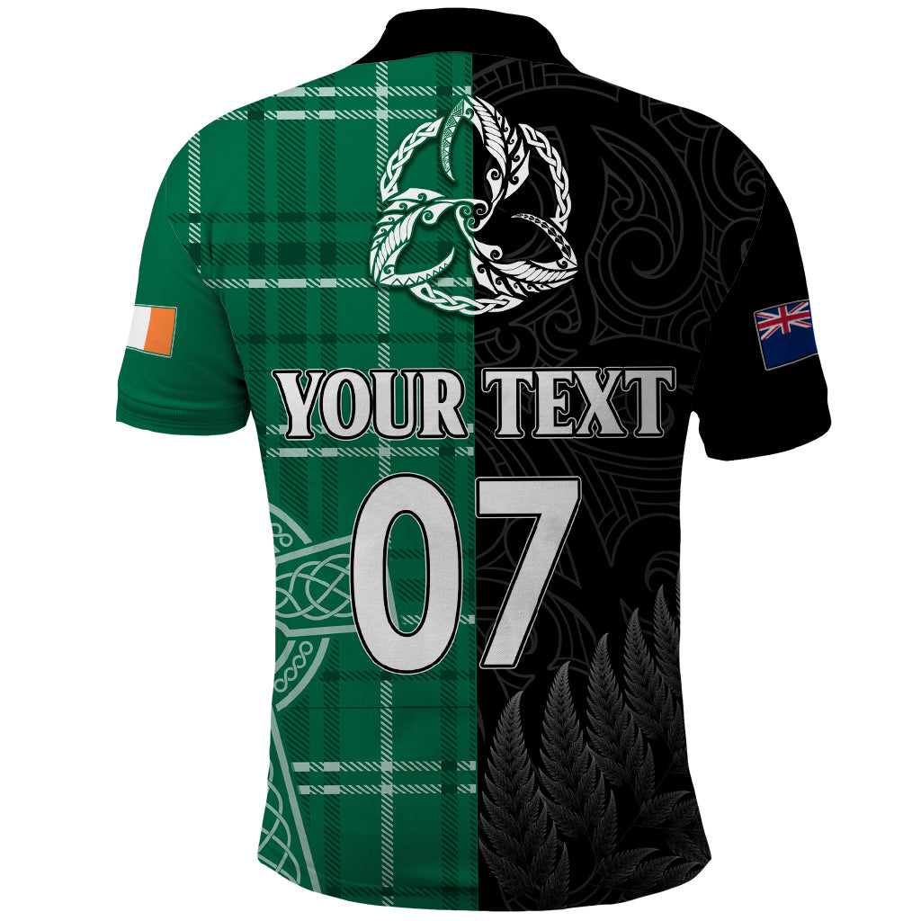 Personalised New Zealand Mix Ireland Rugby Polo Shirt Celtic Knot Mix Silver Ferns - Wonder Print Shop