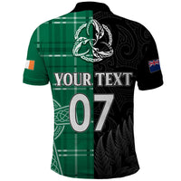 Personalised New Zealand Mix Ireland Rugby Polo Shirt Celtic Knot Mix Silver Ferns - Wonder Print Shop