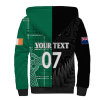 Personalised New Zealand Mix Ireland Rugby Sherpa Hoodie Celtic Knot Mix Silver Ferns - Wonder Print Shop