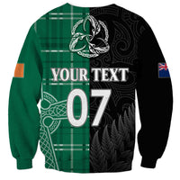 Personalised New Zealand Mix Ireland Rugby Sweatshirt Celtic Knot Mix Silver Ferns - Wonder Print Shop