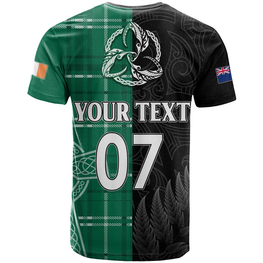 Personalised New Zealand Mix Ireland Rugby T Shirt Celtic Knot Mix Silver Ferns - Wonder Print Shop