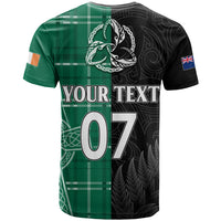 Personalised New Zealand Mix Ireland Rugby T Shirt Celtic Knot Mix Silver Ferns - Wonder Print Shop