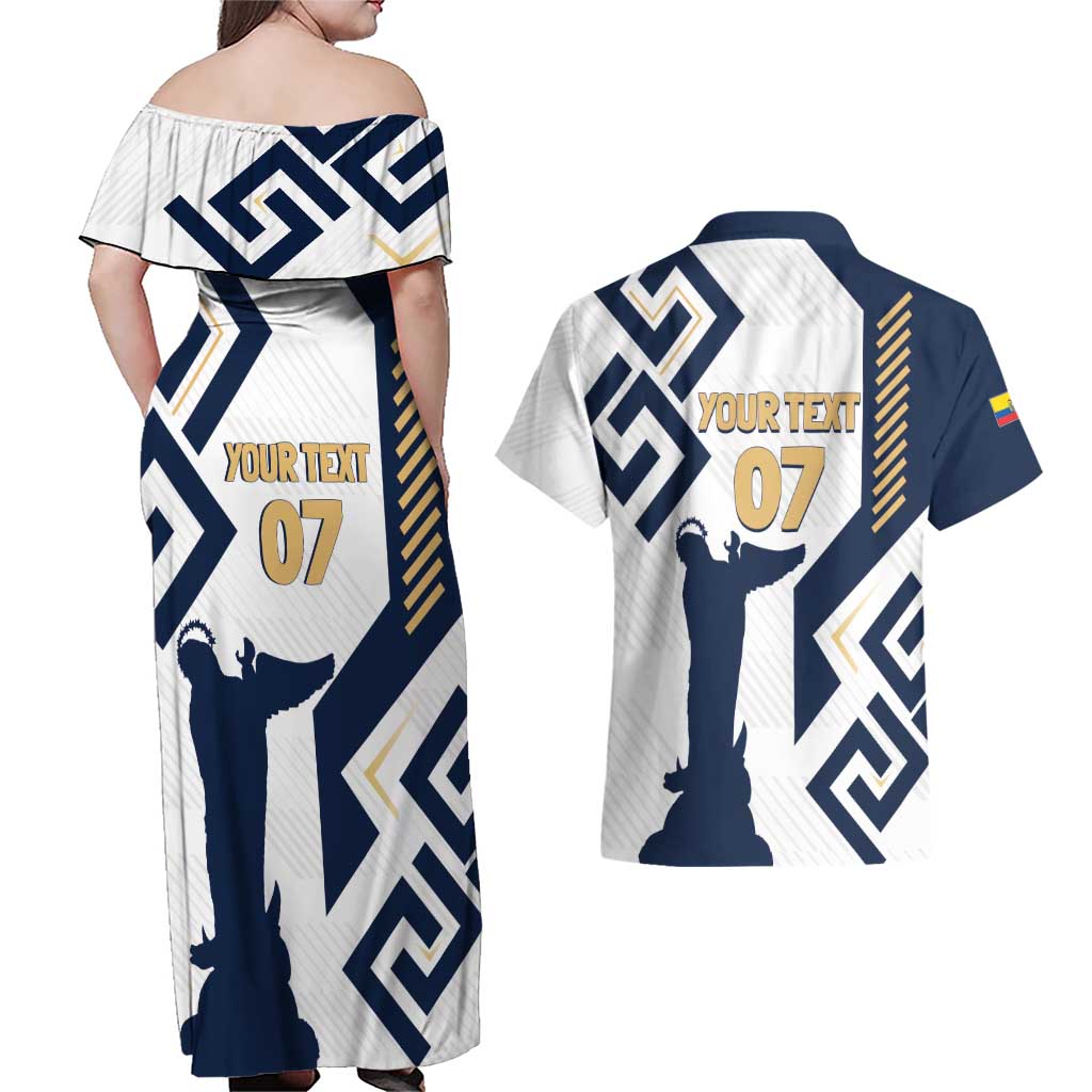 Ecuador Football Custom Couples Matching Off Shoulder Maxi Dress and Hawaiian Shirt La Tricolors 2024 Virgen de El Panecillo LT7 - Wonder Print Shop