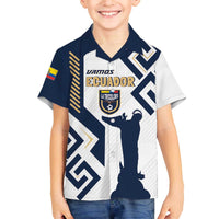 Ecuador Football Custom Family Matching Off The Shoulder Long Sleeve Dress and Hawaiian Shirt La Tricolors 2024 Virgen de El Panecillo - Wonder Print Shop