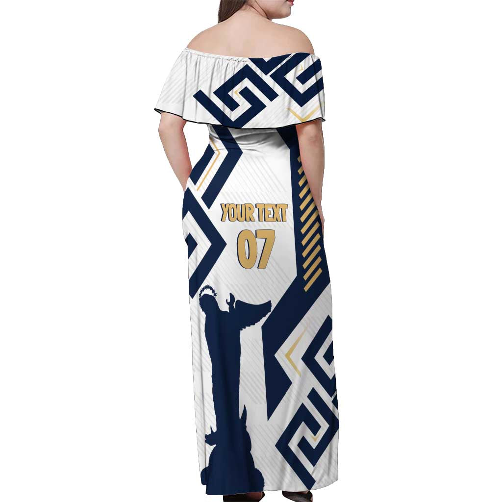 Ecuador Football Custom Off Shoulder Maxi Dress La Tricolors 2024 Virgen de El Panecillo - Wonder Print Shop