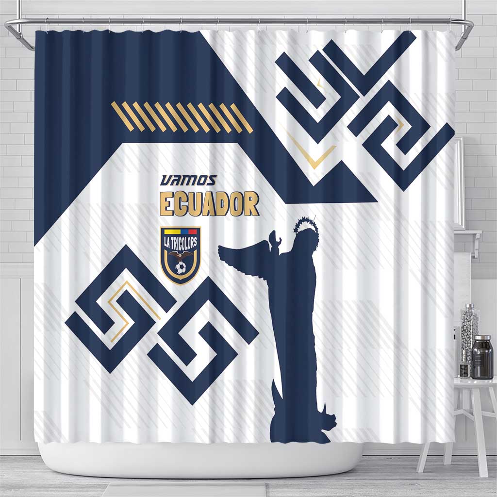 Ecuador Football Custom Shower Curtain La Tricolors 2024 Virgen de El Panecillo