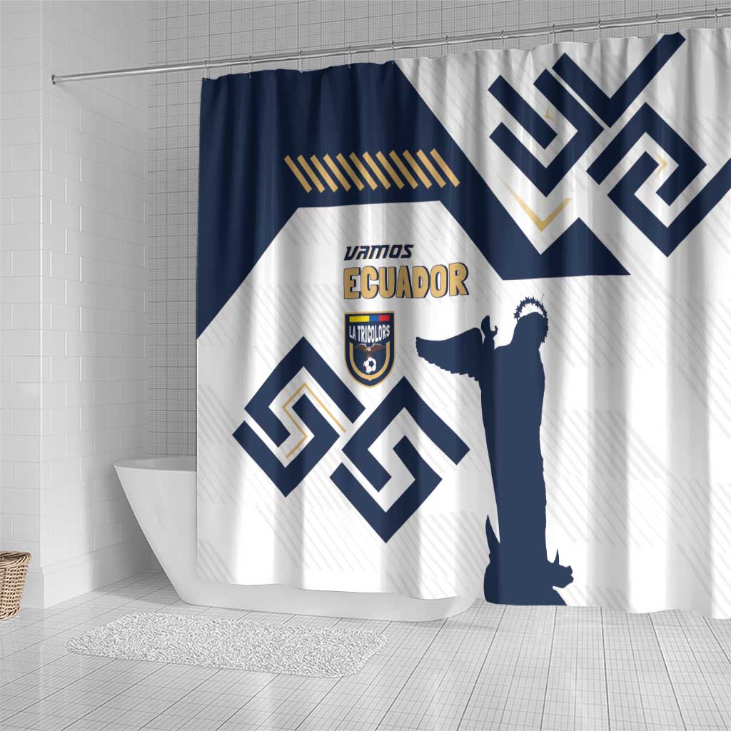 Ecuador Football Custom Shower Curtain La Tricolors 2024 Virgen de El Panecillo