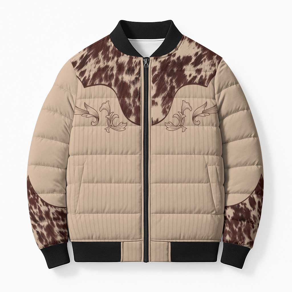 Cowboys Wild West Bomber Puffer Jacket Cow Prints - Wonder Print Shop
