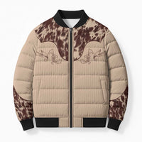 Cowboys Wild West Bomber Puffer Jacket Cow Prints - Wonder Print Shop