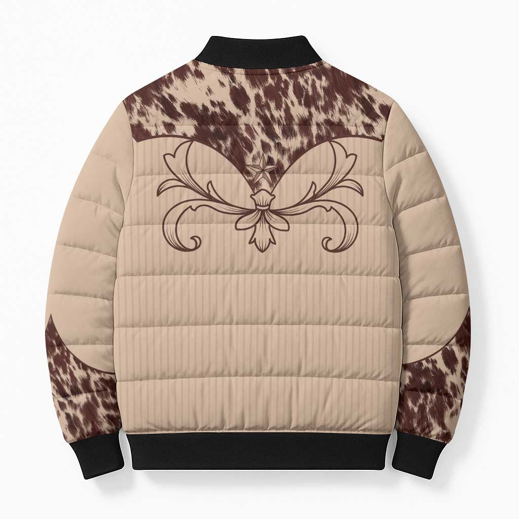 Cowboys Wild West Bomber Puffer Jacket Cow Prints - Wonder Print Shop