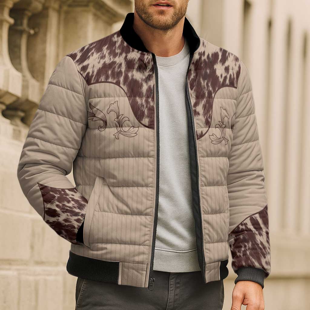 Cowboys Wild West Bomber Puffer Jacket Cow Prints - Wonder Print Shop