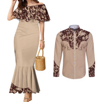 Cowboys Wild West Couples Matching Mermaid Dress and Long Sleeve Button Shirt Cow Prints - Wonder Print Shop