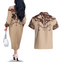 Cowboys Wild West Couples Matching Off The Shoulder Long Sleeve Dress and Hawaiian Shirt Cow Prints - Wonder Print Shop