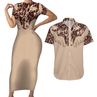Cowboys Wild West Couples Matching Short Sleeve Bodycon Dress and Hawaiian Shirt Cow Prints - Wonder Print Shop
