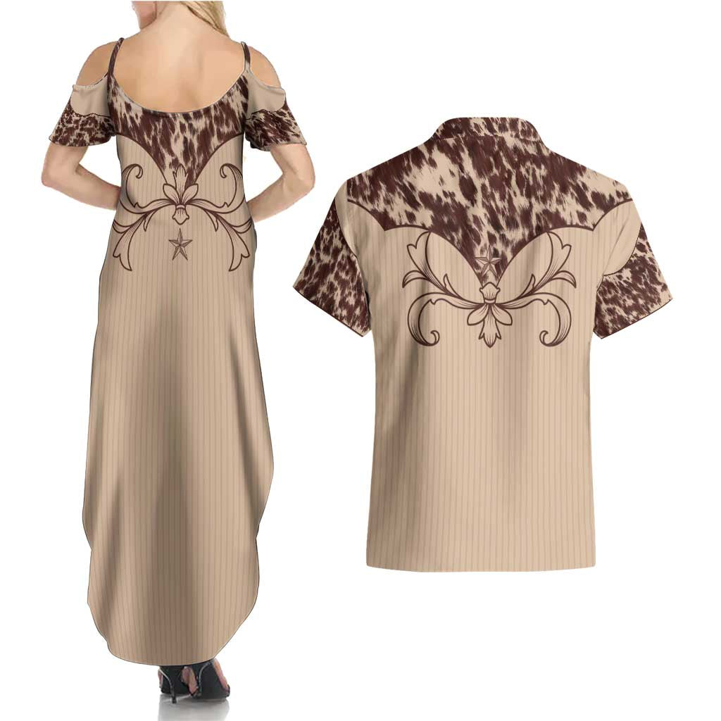 Cowboys Wild West Couples Matching Summer Maxi Dress and Hawaiian Shirt Cow Prints - Wonder Print Shop