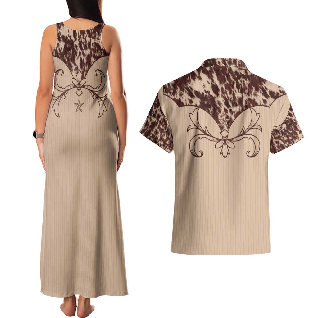 Cowboys Wild West Couples Matching Tank Maxi Dress and Hawaiian Shirt Cow Prints - Wonder Print Shop