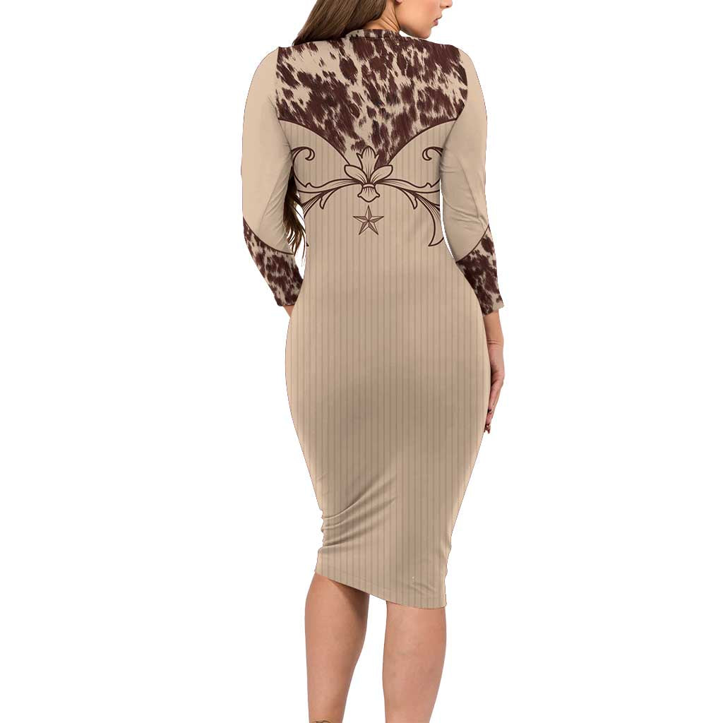 Cowboys Wild West Family Matching Long Sleeve Bodycon Dress and Hawaiian Shirt Cow Prints - Wonder Print Shop