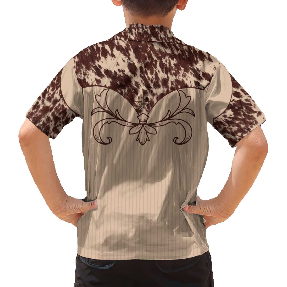 Cowboys Wild West Family Matching Off The Shoulder Long Sleeve Dress and Hawaiian Shirt Cow Prints - Wonder Print Shop