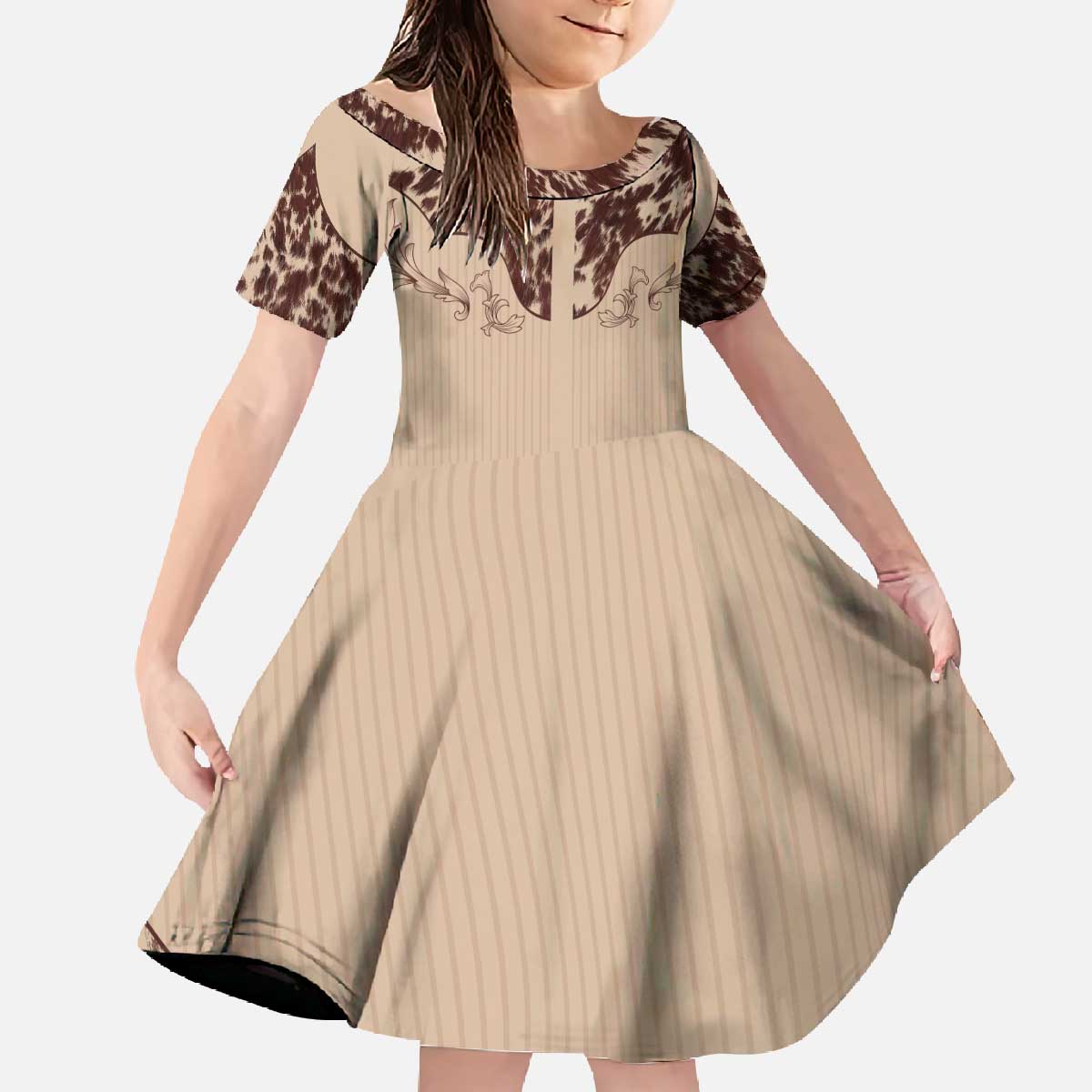 Cowboys Wild West Family Matching Off The Shoulder Long Sleeve Dress and Hawaiian Shirt Cow Prints - Wonder Print Shop