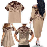 Cowboys Wild West Family Matching Off The Shoulder Long Sleeve Dress and Hawaiian Shirt Cow Prints - Wonder Print Shop