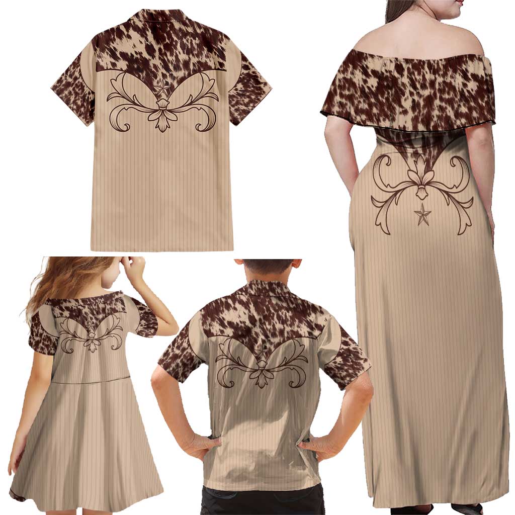 Cowboys Wild West Family Matching Off Shoulder Maxi Dress and Hawaiian Shirt Cow Prints - Wonder Print Shop