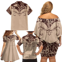 Cowboys Wild West Family Matching Off Shoulder Short Dress and Hawaiian Shirt Cow Prints - Wonder Print Shop