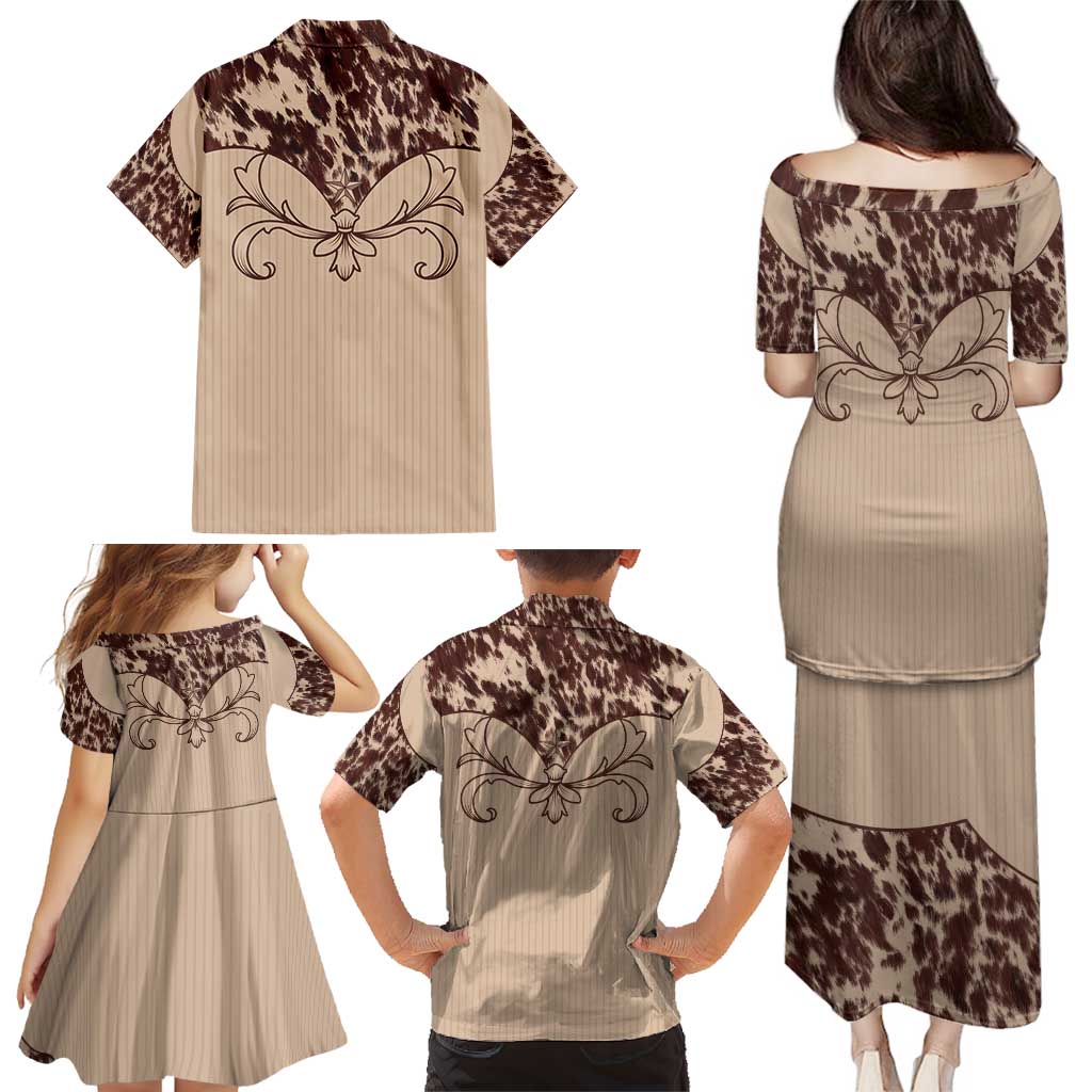 Cowboys Wild West Family Matching Puletasi and Hawaiian Shirt Cow Prints - Wonder Print Shop