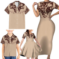 Cowboys Wild West Family Matching Short Sleeve Bodycon Dress and Hawaiian Shirt Cow Prints - Wonder Print Shop