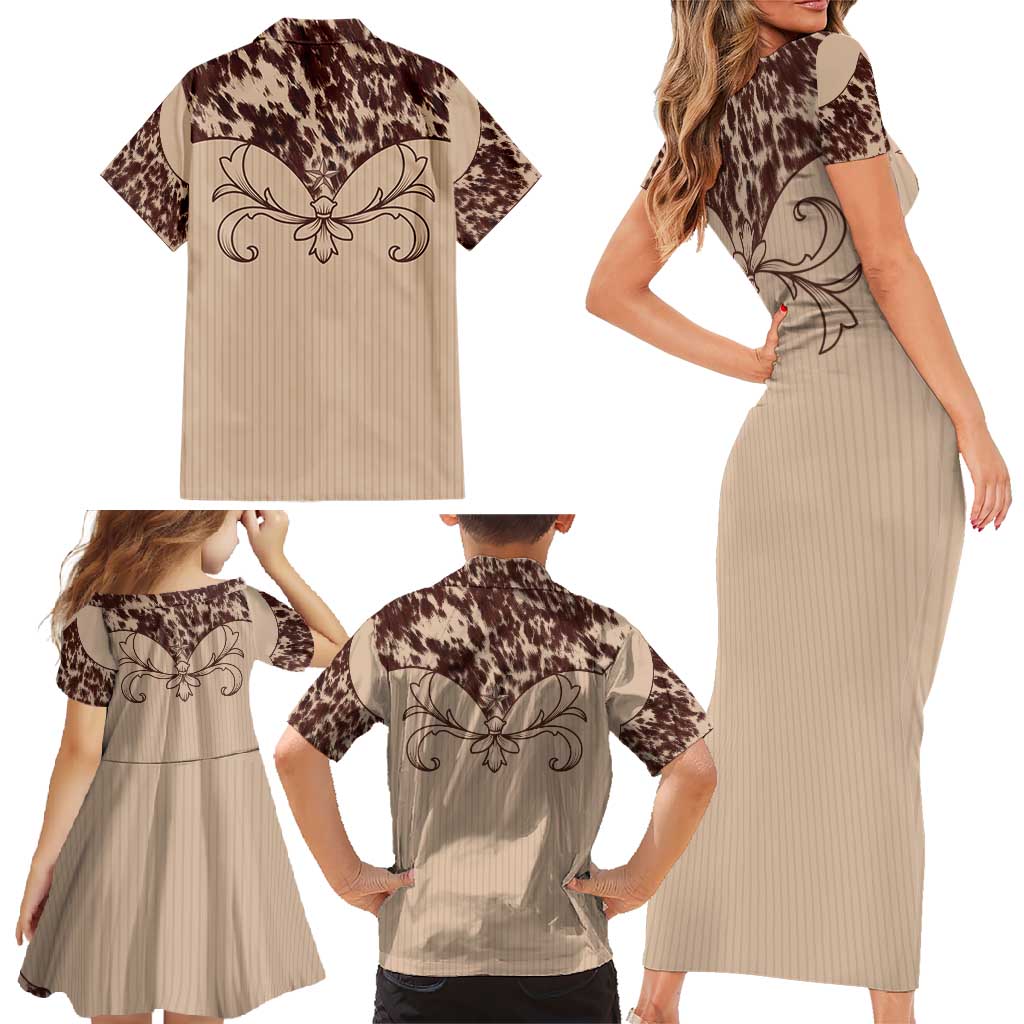 Cowboys Wild West Family Matching Short Sleeve Bodycon Dress and Hawaiian Shirt Cow Prints - Wonder Print Shop