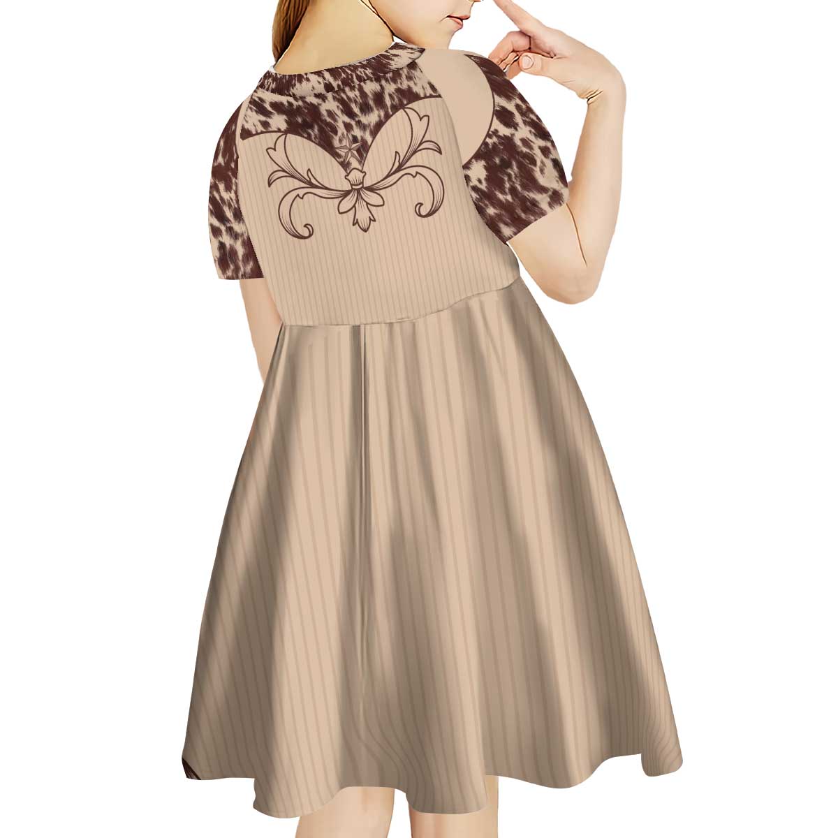 Cowboys Wild West Kid Short Sleeve Dress Cow Prints - Wonder Print Shop