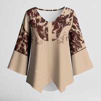 Cowboys Wild West Kimono Sleeve Blouse Cow Prints - Wonder Print Shop