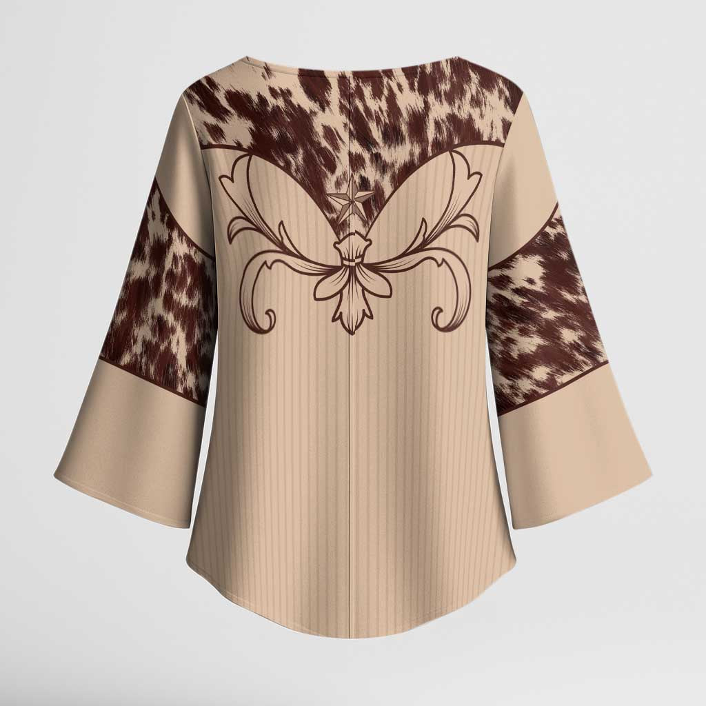 Cowboys Wild West Kimono Sleeve Blouse Cow Prints - Wonder Print Shop