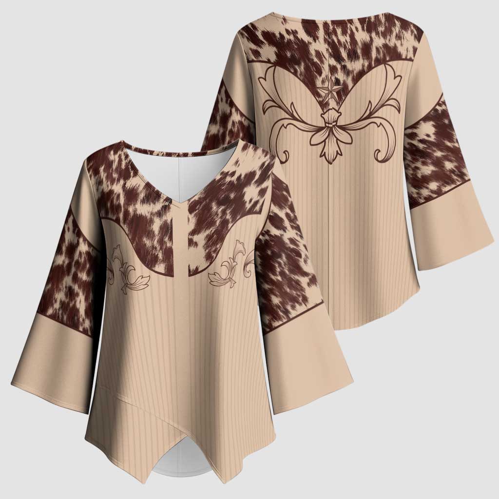 Cowboys Wild West Kimono Sleeve Blouse Cow Prints - Wonder Print Shop