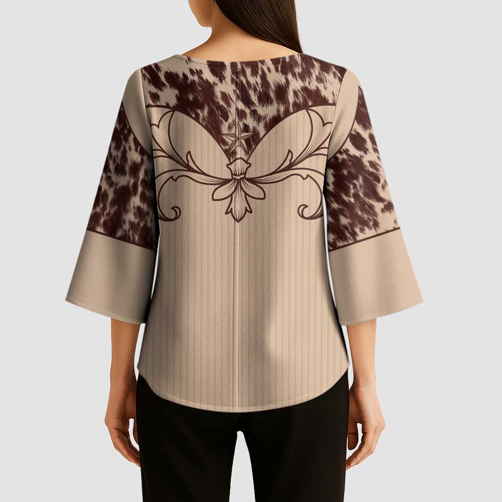 Cowboys Wild West Kimono Sleeve Blouse Cow Prints - Wonder Print Shop