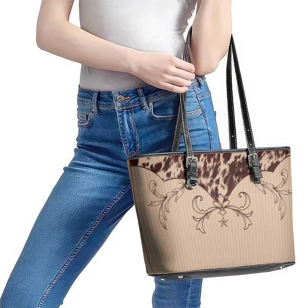 Cowboys Wild West Leather Tote Bag Cow Prints - Wonder Print Shop