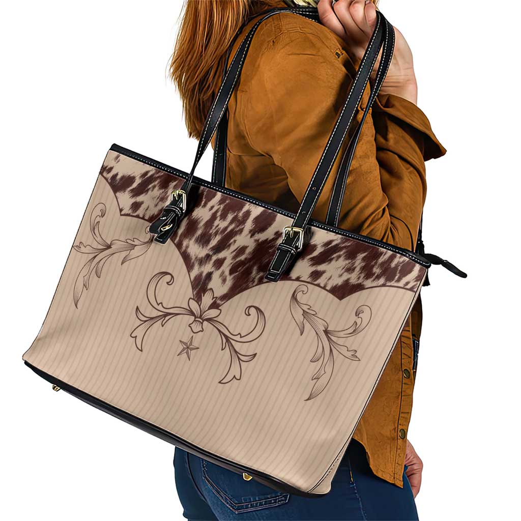 Cowboys Wild West Leather Tote Bag Cow Prints - Wonder Print Shop
