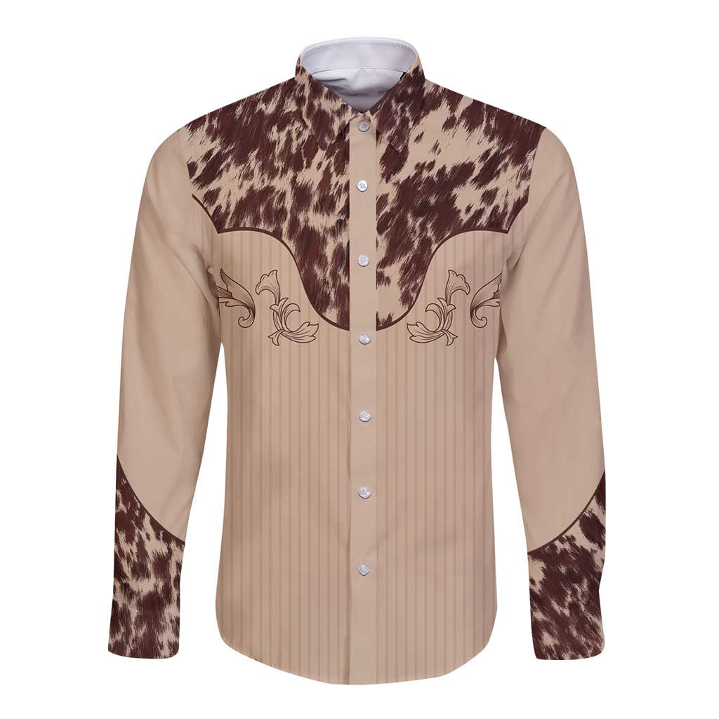 Cowboys Wild West Long Sleeve Button Shirt Cow Prints - Wonder Print Shop