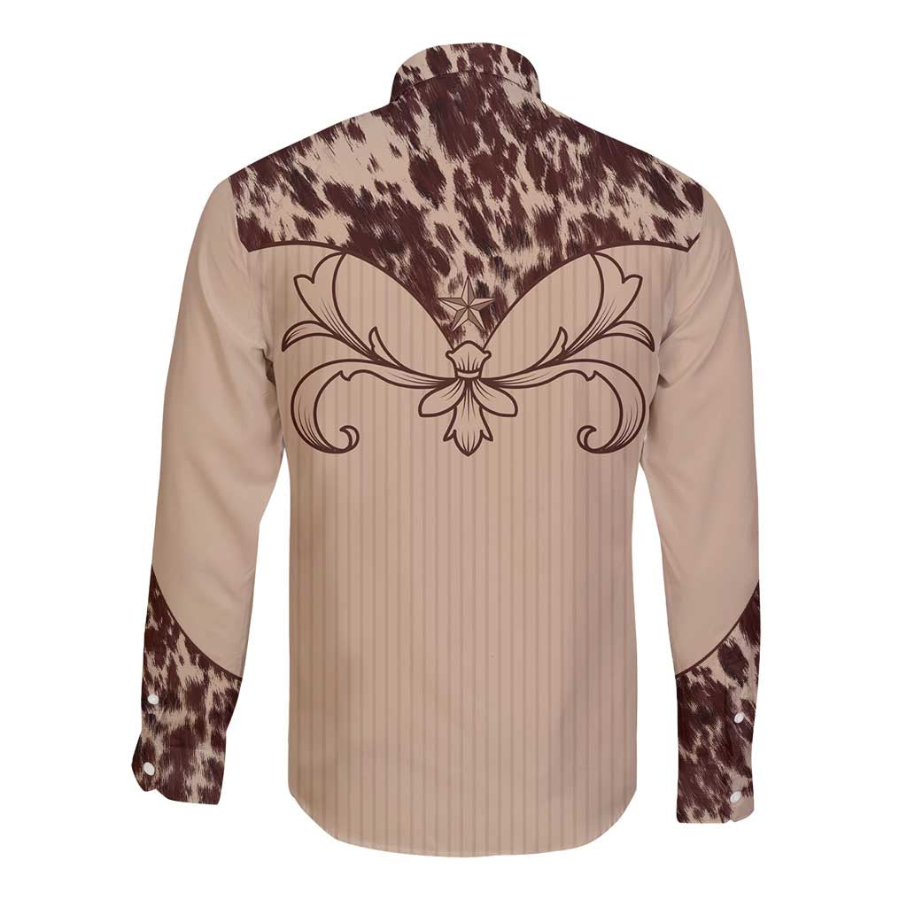 Cowboys Wild West Long Sleeve Button Shirt Cow Prints - Wonder Print Shop