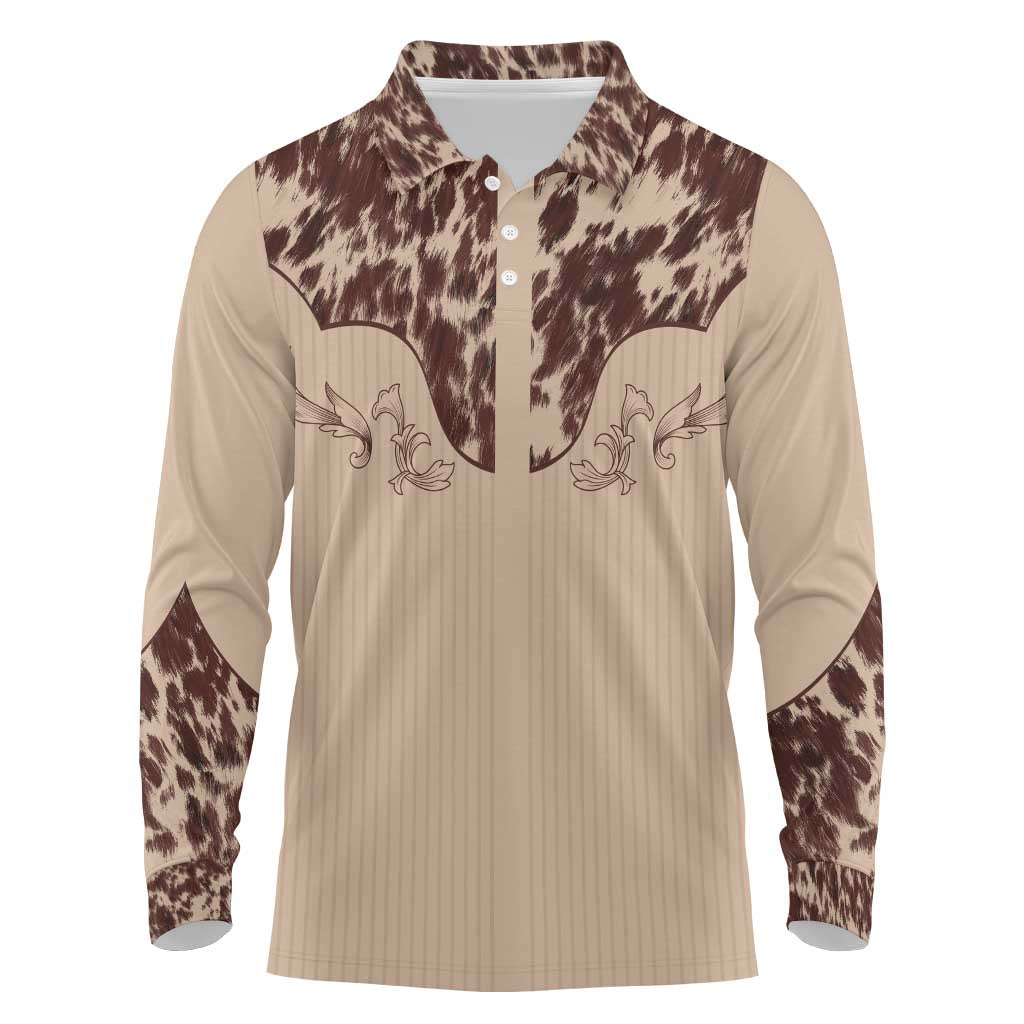 Cowboys Wild West Long Sleeve Polo Shirt Cow Prints - Wonder Print Shop