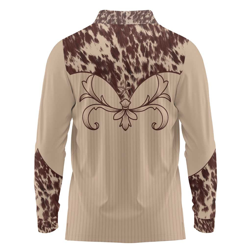 Cowboys Wild West Long Sleeve Polo Shirt Cow Prints - Wonder Print Shop