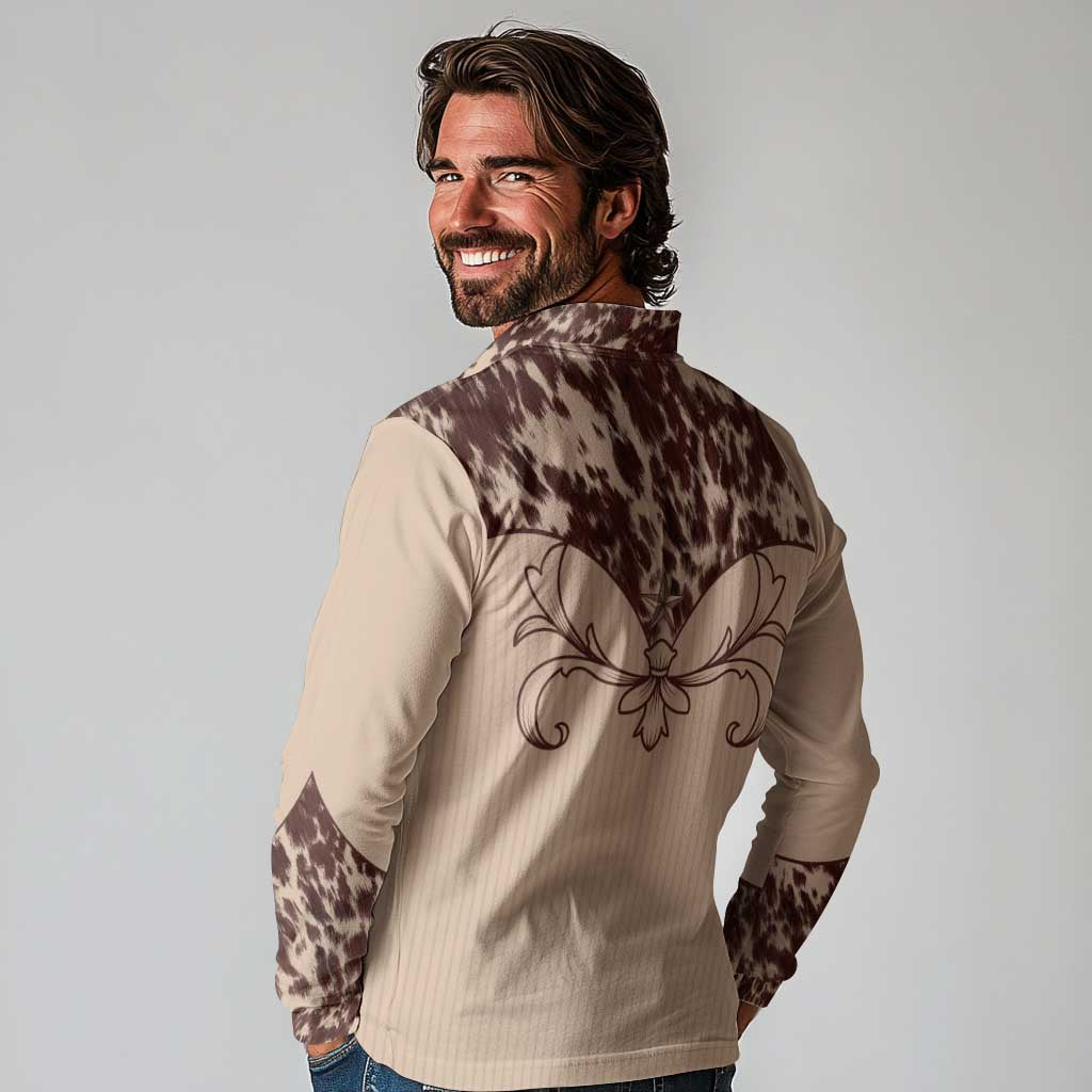 Cowboys Wild West Long Sleeve Polo Shirt Cow Prints - Wonder Print Shop