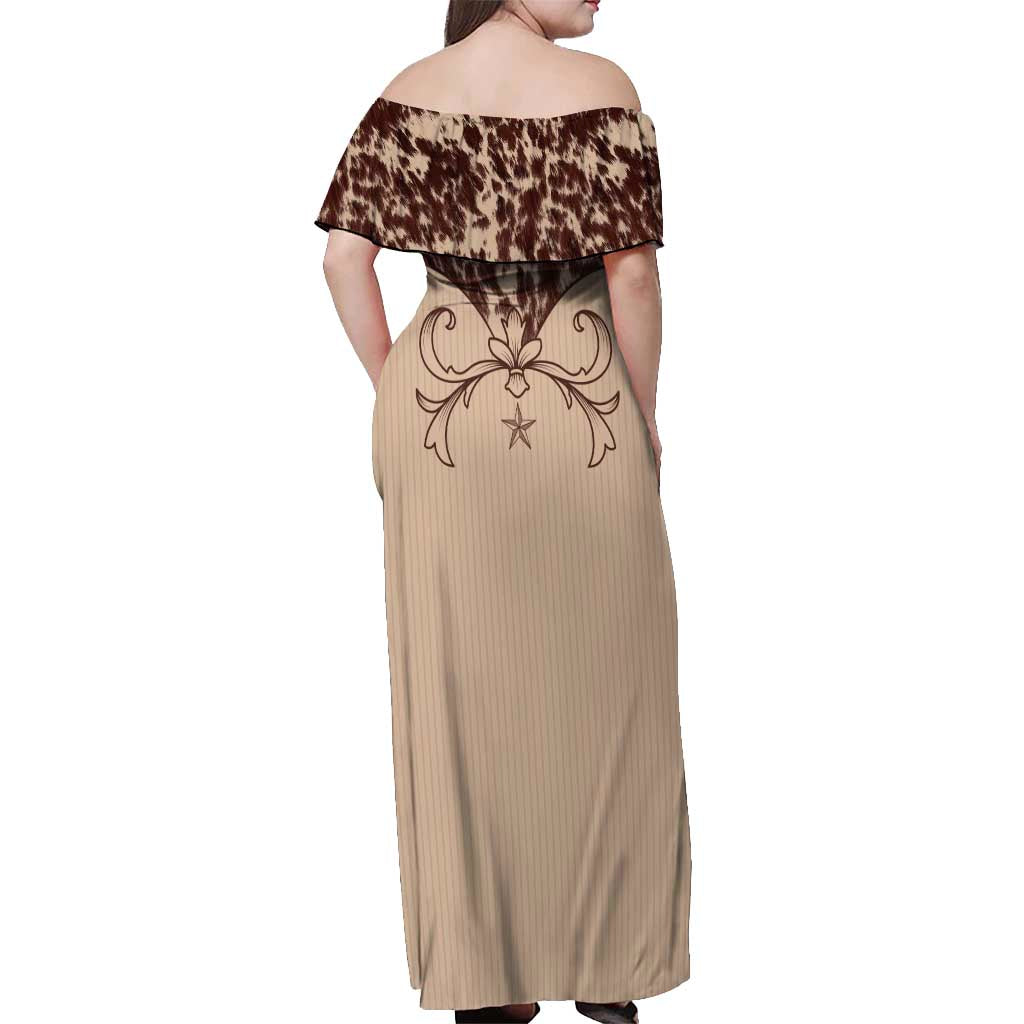 Cowboys Wild West Off Shoulder Maxi Dress Cow Prints - Wonder Print Shop